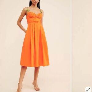FARM Rio Vibrant Orange Midi Dress